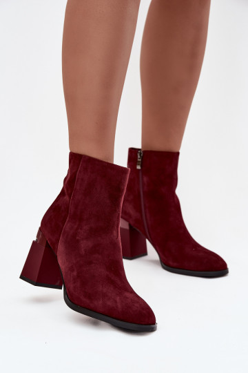 Damen Stiefel aus echtem Veloursleder mit Absätzen, warm, D&A CR52-718, bordeaux 2