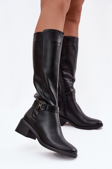 sich Zuarm laufen Damenstiefel Klocke mit Riemen Sergio Leone KZ25826 schZuarze Farbe