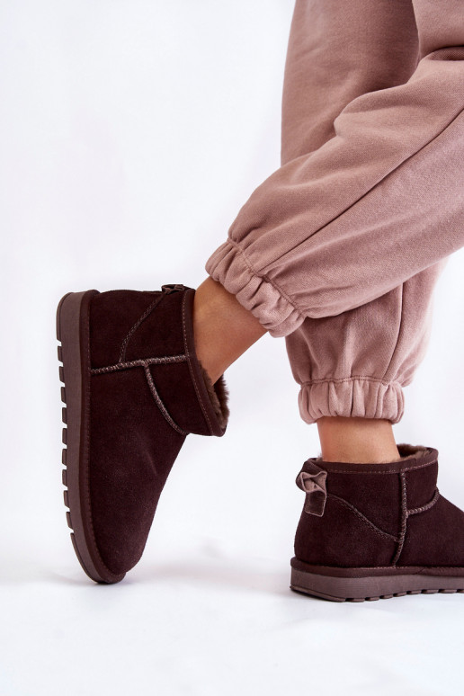 Feminin aus INildleder Niedrig Schneestiefel braune Farbe Shelie