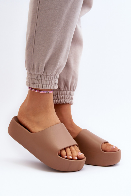 Feminin Hausschuhe Auf dicker Sohle braune Farbe Oreithano