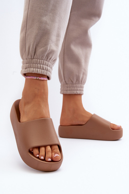 Feminin Hausschuhe Auf dicker Sohle braune Farbe Oreithano