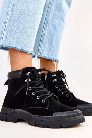 Schwarze Damen Stiefel aus Kunstwildleder Eliada 2