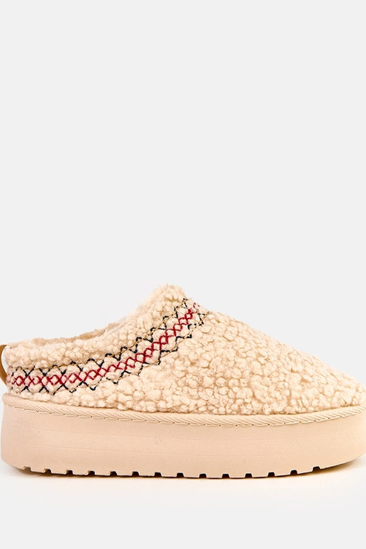 Beige flache Schneestiefel mit... Beige flache Schneestiefel mit...
