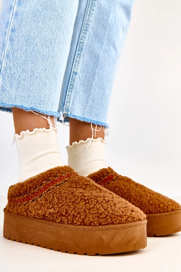 Braune flache Schneestiefel mit Plattform Royana