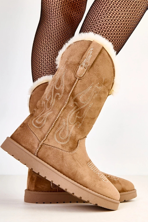 Dunkelbeige Schneestiefel mit... Dunkelbeige Schneestiefel mit...