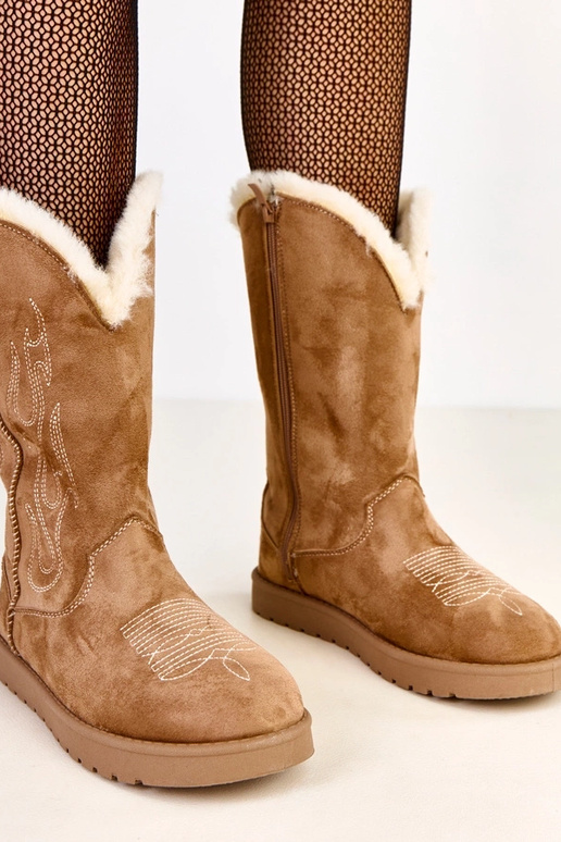 Dunkelbeige Schneestiefel mit... Dunkelbeige Schneestiefel mit...