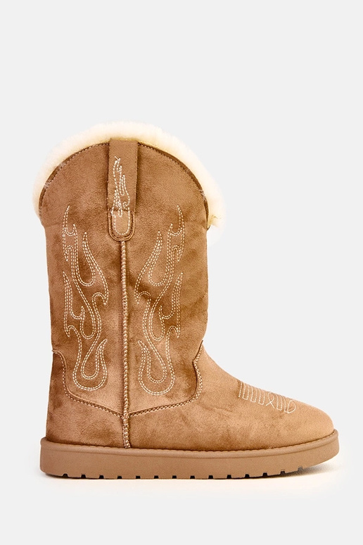 Dunkelbeige Schneestiefel mit... Dunkelbeige Schneestiefel mit...