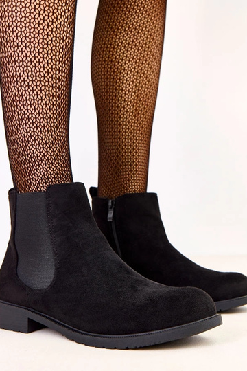 Schwarze flache Stiefeletten mit elastischem Einsatz Salomi 2