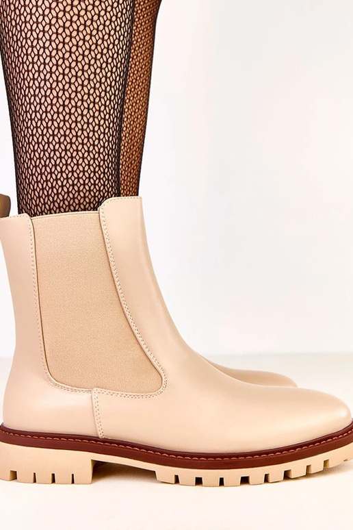 Beige flache Stiefeletten mit... Beige flache Stiefeletten mit...