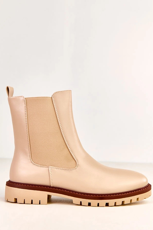 Beige flache Stiefeletten mit... Beige flache Stiefeletten mit...