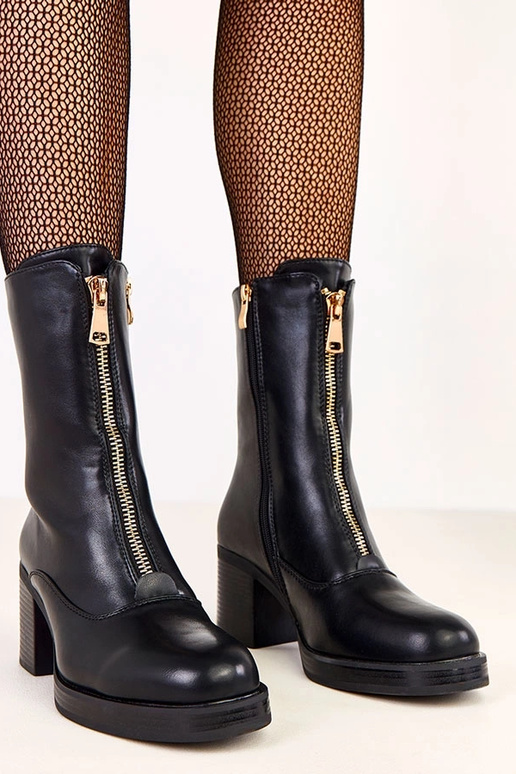 Schwarze Stiefeletten mit Absatz und...