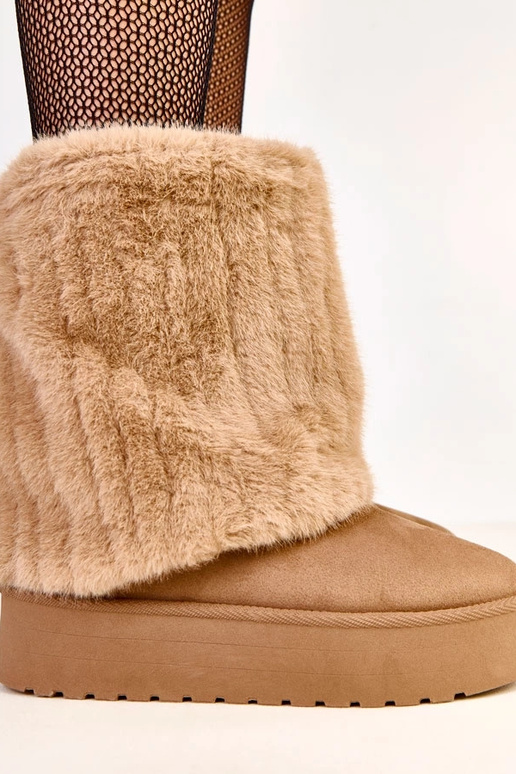 Dunkelbeige Schneestiefel mit... Dunkelbeige Schneestiefel mit...