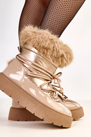 Beige Schneestiefel mit... 2