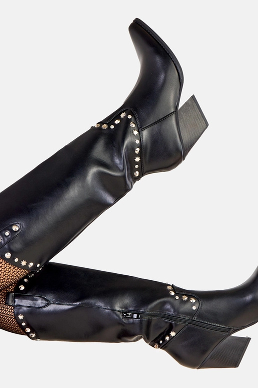 Schwarze Damen-Cowboystiefel mit... Schwarze Damen-Cowboystiefel mit...