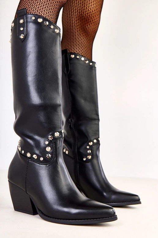 Schwarze Damen-Cowboystiefel mit... Schwarze Damen-Cowboystiefel mit...