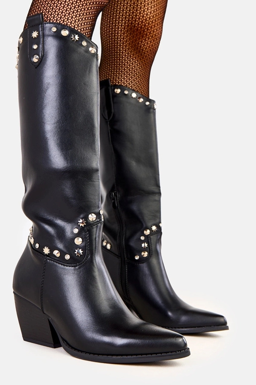 Schwarze Damen-Cowboystiefel mit... Schwarze Damen-Cowboystiefel mit...