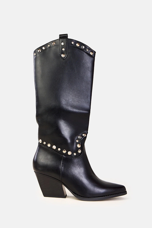 Schwarze Damen-Cowboystiefel mit... Schwarze Damen-Cowboystiefel mit...