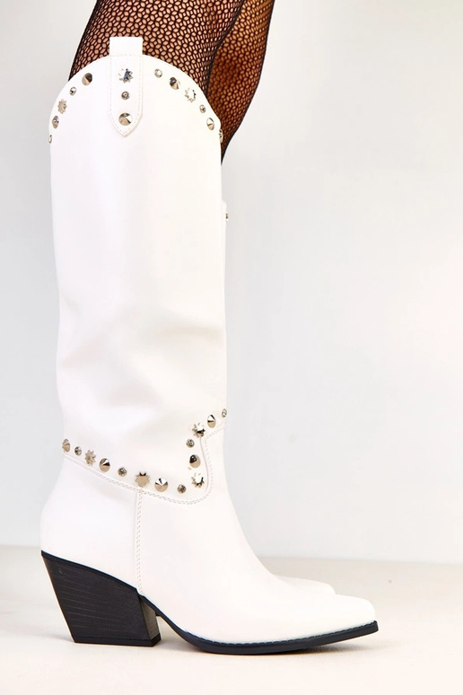 Weiße Damen-Cowboystiefel mit Glitzer... Weiße Damen-Cowboystiefel mit Glitzer...