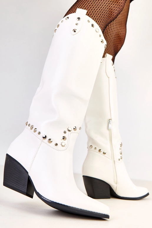 Weiße Damen-Cowboystiefel mit Glitzer... Weiße Damen-Cowboystiefel mit Glitzer...