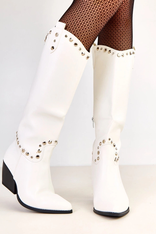 Weiße Damen-Cowboystiefel mit Glitzer... Weiße Damen-Cowboystiefel mit Glitzer...