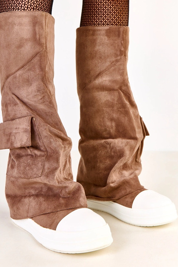 Braune Overknees aus Kunstwildleder mit umgeschlagenem Schaft Marsey 2