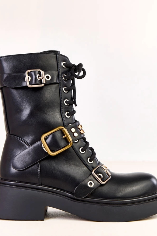 Schwarze Damenstiefel mit Glitzer Lajana