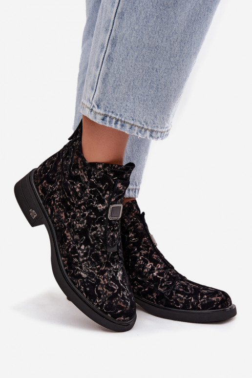 StiefelErmöglichtturalnego aus INildlederu Auf niedrigem Absatz D&A CR52-713 schZuarz und braun