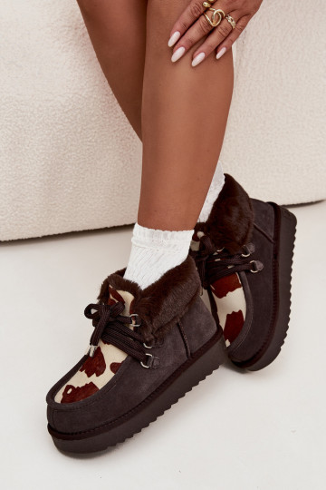 Schneestiefel FemininErmöglichtturalnego aus INildlederu Łaty D.Franklin DFSH375008 CzekoladoZue