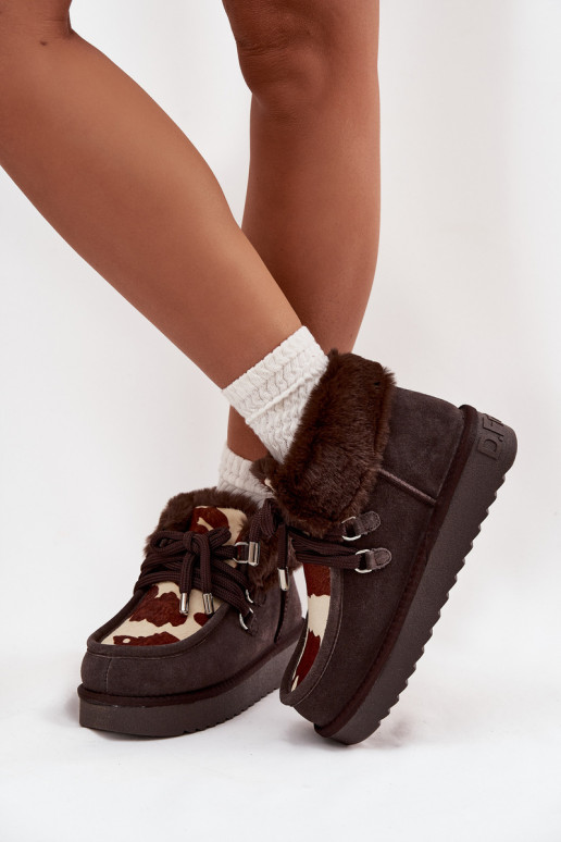 Schneestiefel FemininErmöglichtturalnego aus INildlederu Łaty D.Franklin DFSH375008 CzekoladoZue