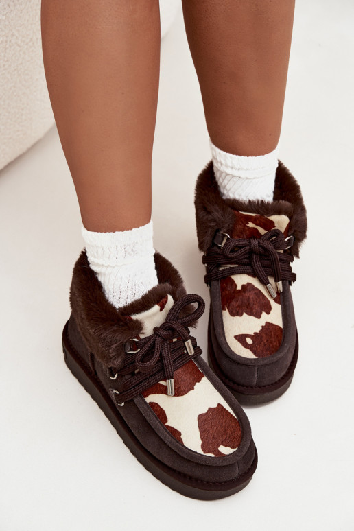 Schneestiefel FemininErmöglichtturalnego aus INildlederu Łaty D.Franklin DFSH375008 CzekoladoZue