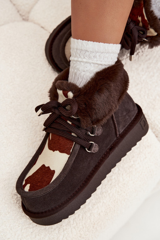 Schneestiefel FemininErmöglichtturalnego aus INildlederu Łaty D.Franklin DFSH375008 CzekoladoZue