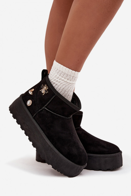 Schneestiefel Feminin mit einer PlattformPrzypinkami schZuarze Farbe Es musselle