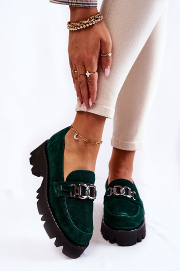 aus INildleder Schuhe mit Ornamenten Laura Messi 2489 grüne Farbe