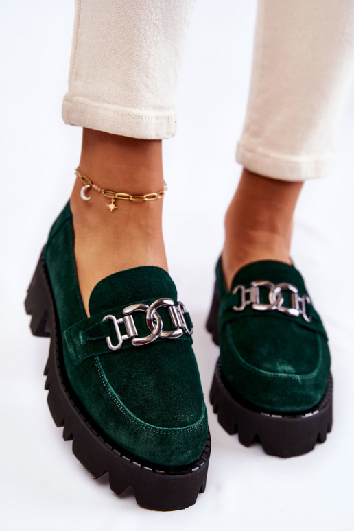 aus INildleder Schuhe mit Ornamenten Laura Messi 2489 grüne Farbe