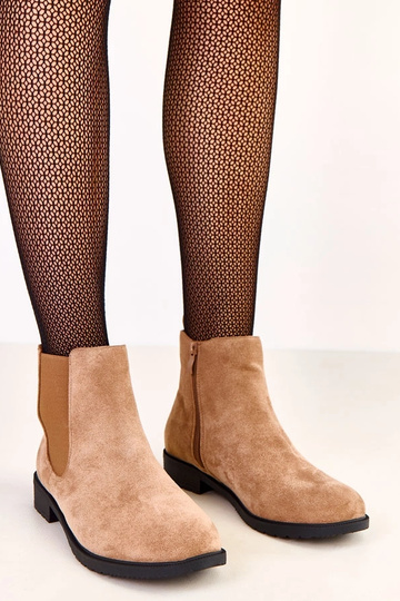 Braune flache Stiefeletten mit elastischem Einsatz Salomi