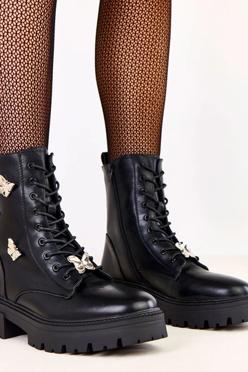 Schwarze Damen-Trekkingschuhe mit Schmetterlingen Salvia