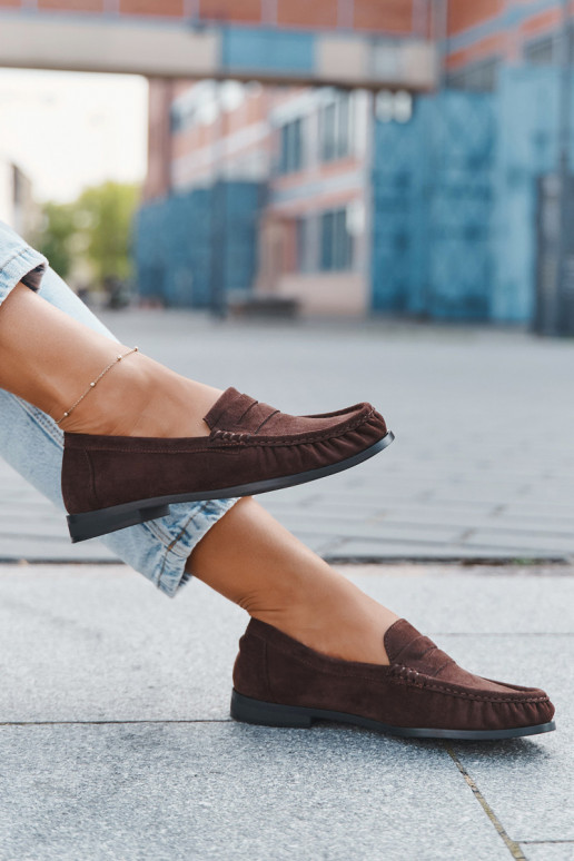 Damenmokassins mit breiten Absätzen aus Eco-Suede in Braun "Rivianne" Damenmokassins mit breiten Absätzen aus Eco-Suede in Braun "Rivianne"