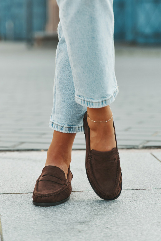 Damenmokassins mit breiten Absätzen aus Eco-Suede in Braun "Rivianne" Damenmokassins mit breiten Absätzen aus Eco-Suede in Braun "Rivianne"