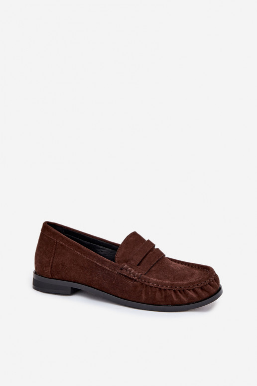 Damenmokassins mit breiten Absätzen aus Eco-Suede in Braun "Rivianne" Damenmokassins mit breiten Absätzen aus Eco-Suede in Braun "Rivianne"