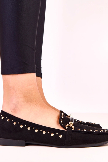 Schwarze Ballerinas aus Kunstwildleder mit Nieten Molia