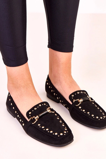Schwarze Ballerinas aus Kunstwildleder mit Nieten Molia 2