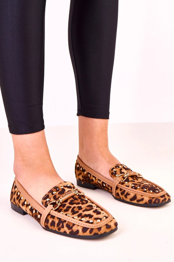 Leopardenmuster Ballerinas aus Kunstwildleder mit Nieten Molia