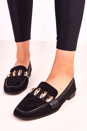 Schwarze elegante Ballerinas mit goldener Verzierung Klesa 2