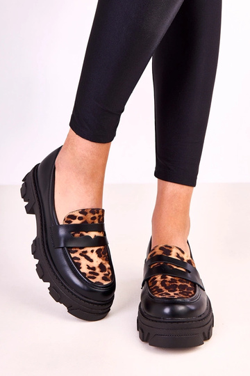 Schwarze Mokassins mit Leopardenmuster Loles 2