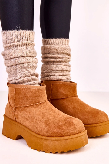 Braune niedrige Schnee Boots aus Kunstwildleder Joshua