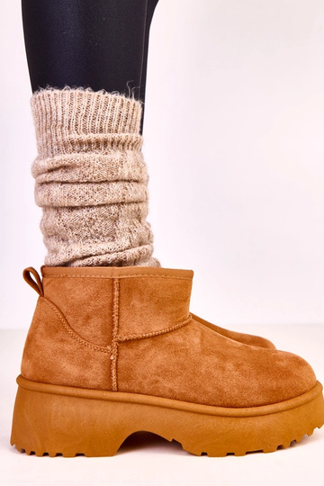 Braune niedrige Schnee Boots aus Kunstwildleder Joshua 2