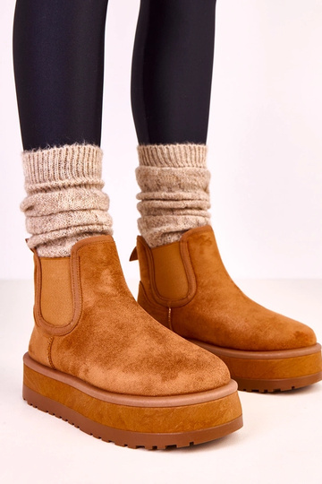Braune niedrige Schneestiefel mit elastischem Einsatz Nancey