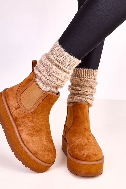 Braune niedrige Schneestiefel mit...