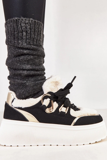 Schwarze warme Sneaker auf Plattform Deena
