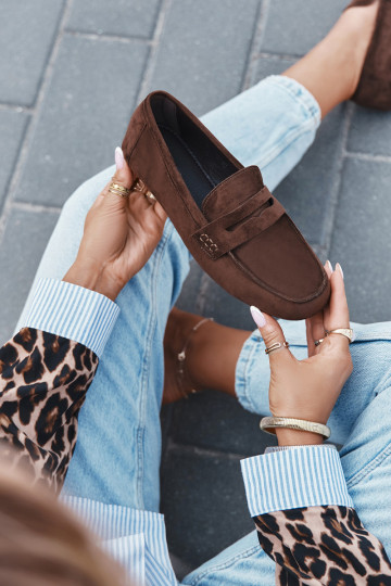 Damenflache Mokassins in Dunkelbraun "Soreline" 2